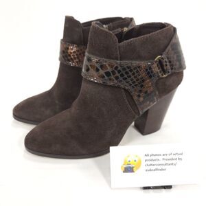 Donald J Pliner Selita 23 Suede Casual Heeled Ankle Boot Womens Size 6 Brown